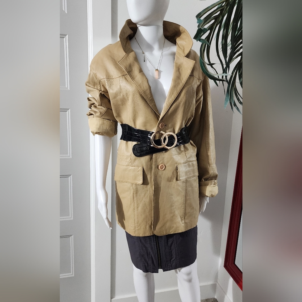 Tan Women's Jacket with Black Belt